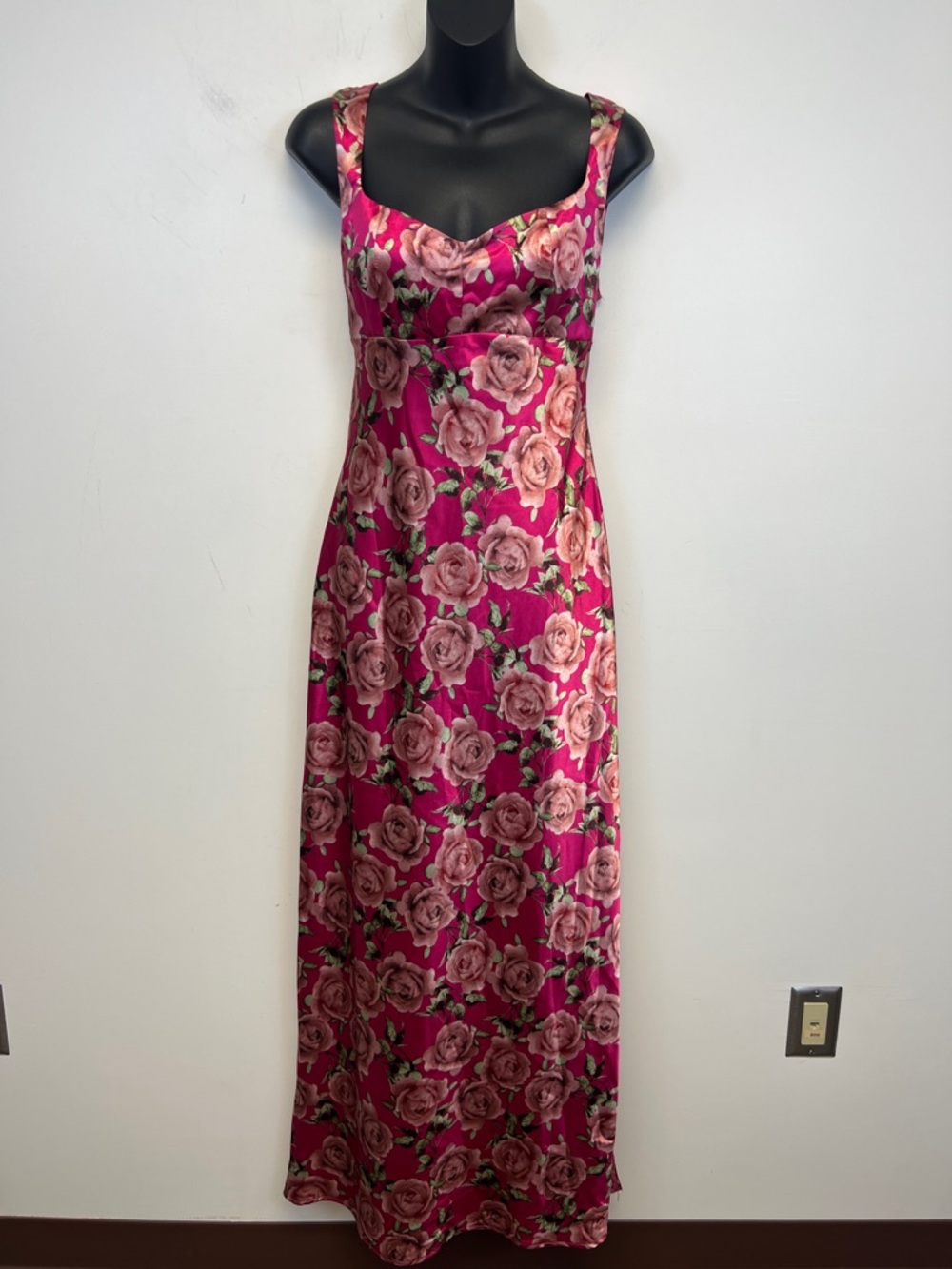 wild fable Women's Pink Floral Sleeveless Maxi Dress Sweetheart Neckline Size S